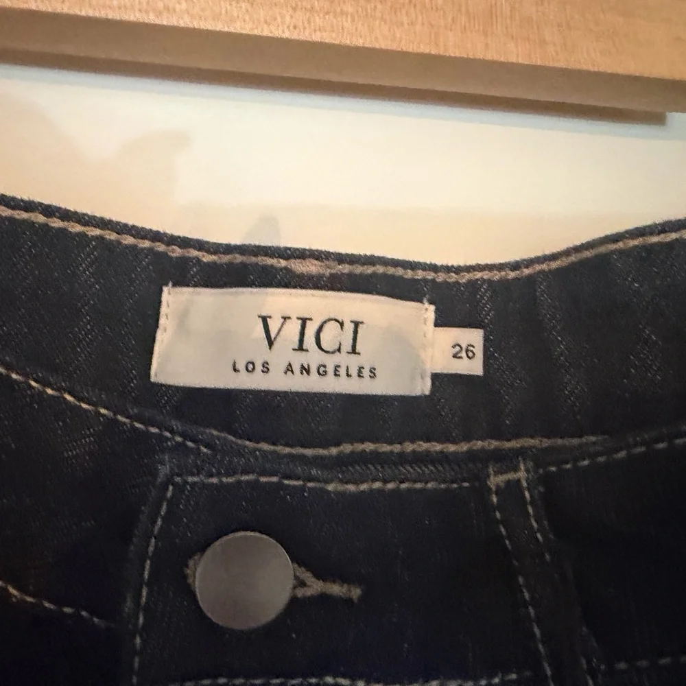 Vici Wide-Leg Dark Blue Jeans - Picture 6 of 7